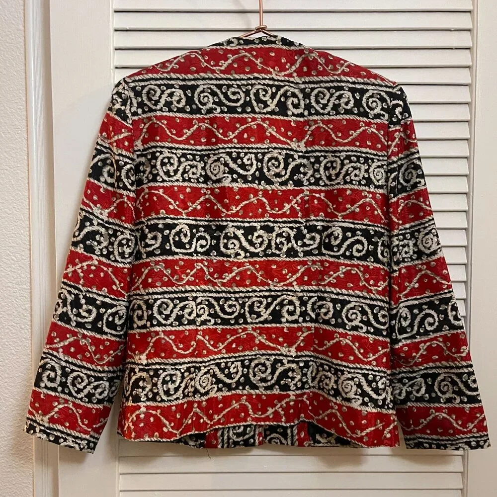 Vintage Made in USA Statement Jacket | Red Black Gold Geometric - Picture 4 of 9